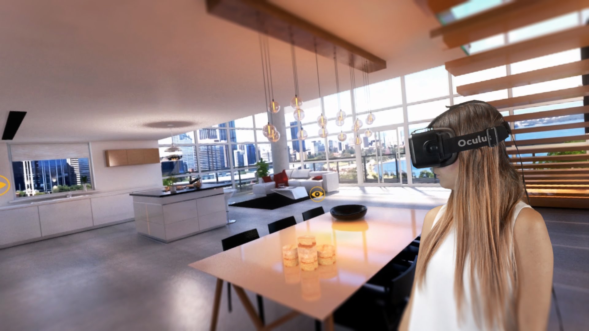 Virtual reality real estate woman